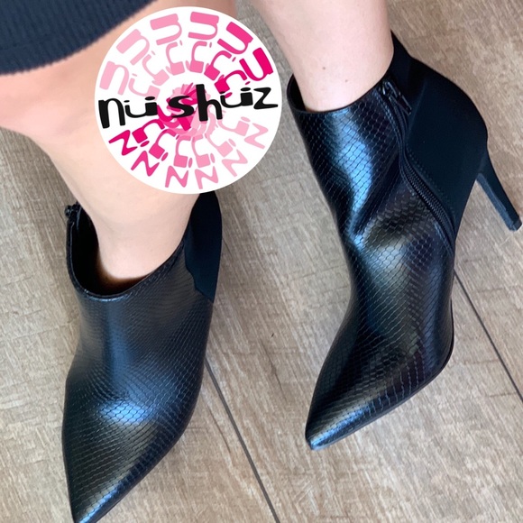 Sexy Delicious Black Python Faux Suede Heel BOOTIE - Picture 4 of 8